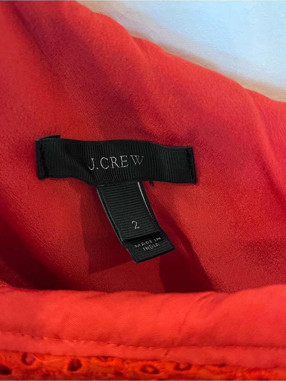 J Crew Fiery Red Sunset One Shoulder Ruffle Top In Eyelet G3395 Women’s 2